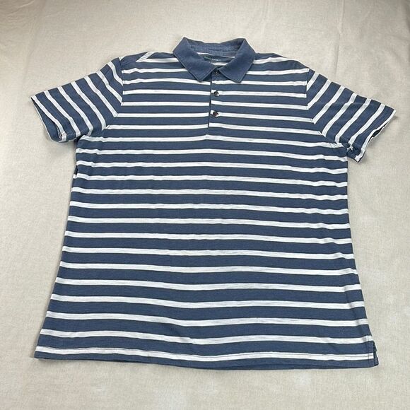 Banana Republic Polo Shirt Mens Extra Large XL Blue‎ Striped Short Sleeve Shirt - Picture 2 of 9